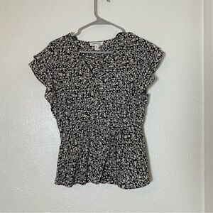 Monteau Black and White Floral Blouse